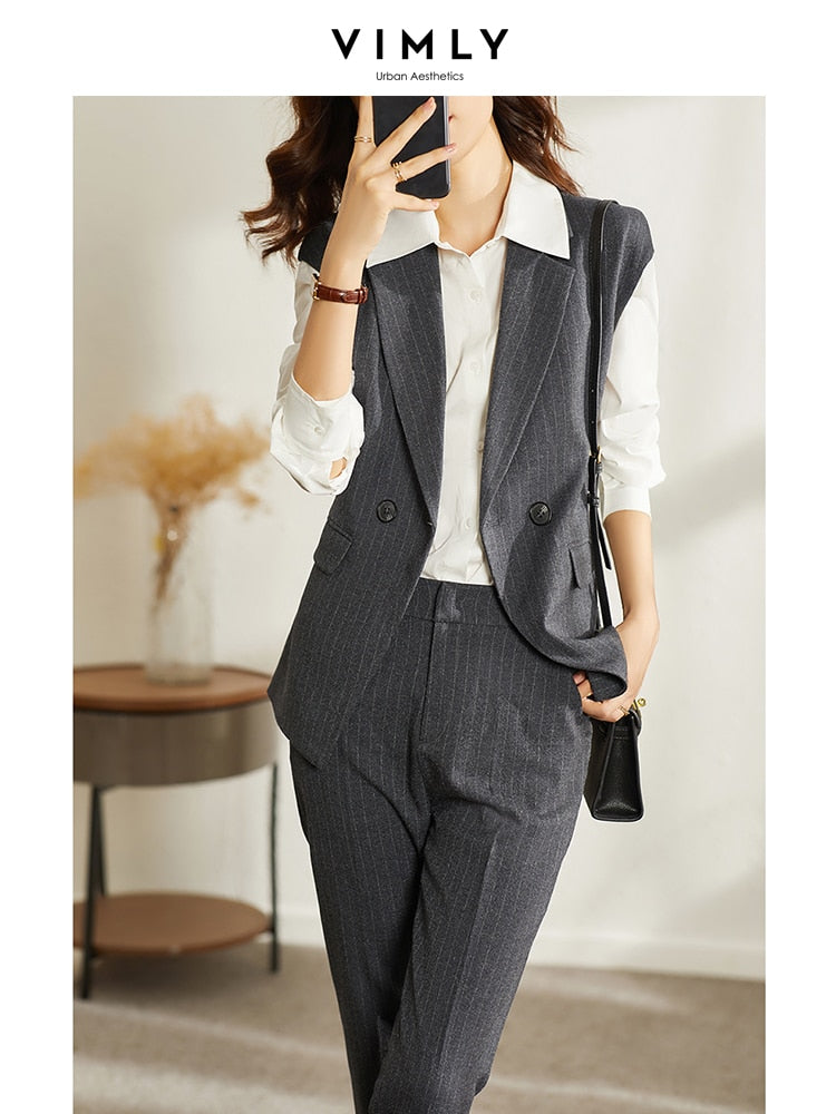 WUYI-Autumn Women's Clothing Set Fashion Single Button Blazers High Waist Suit Pant Office Lady Female Two Piece Set