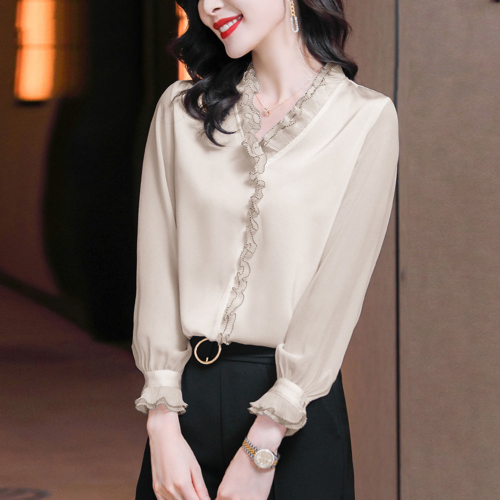 WUYI-Lace Ruffles Chiffon Shirts Women's Clothing 2022 Autumn Winter New Office Lady Long Sleeve Pullovers Vintage Elegant Blouse