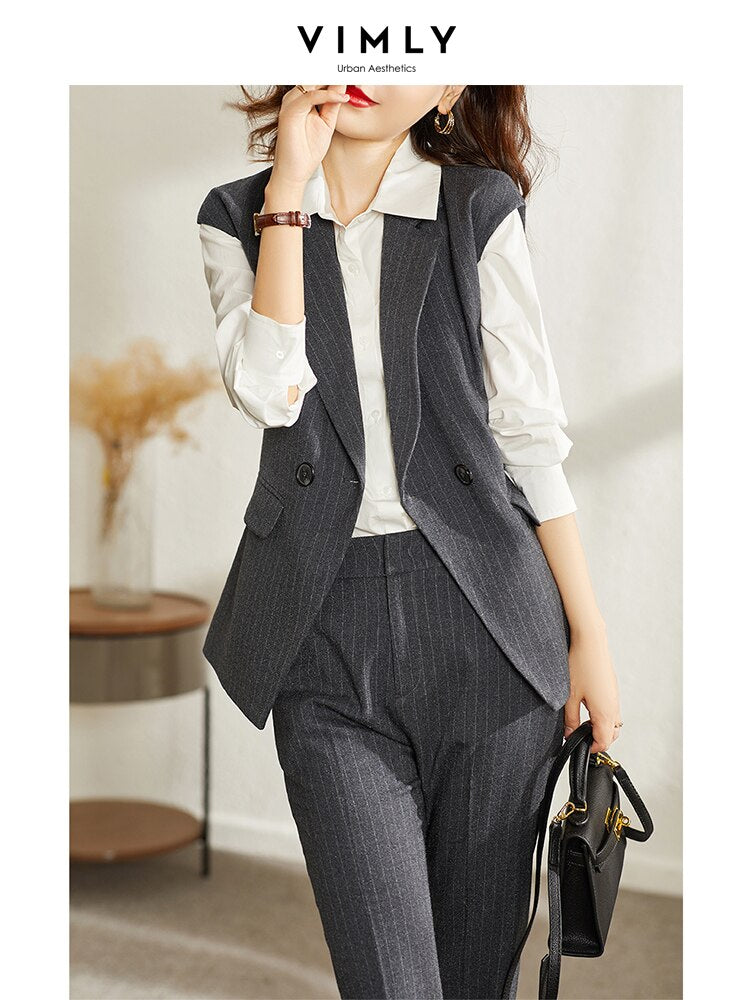 WUYI-Autumn Women's Clothing Set Fashion Single Button Blazers High Waist Suit Pant Office Lady Female Two Piece Set