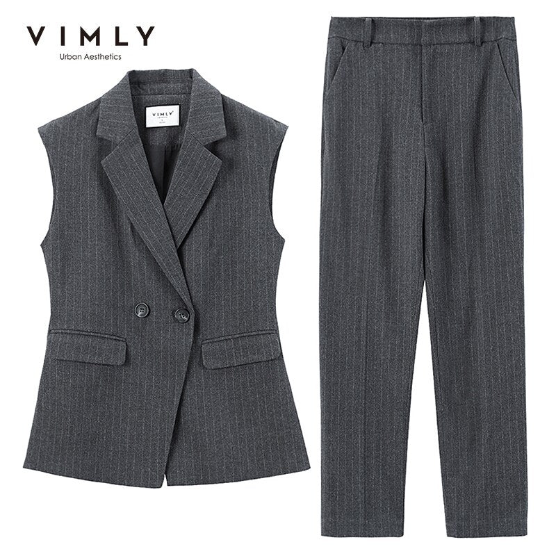 WUYI-Autumn Women's Clothing Set Fashion Single Button Blazers High Waist Suit Pant Office Lady Female Two Piece Set